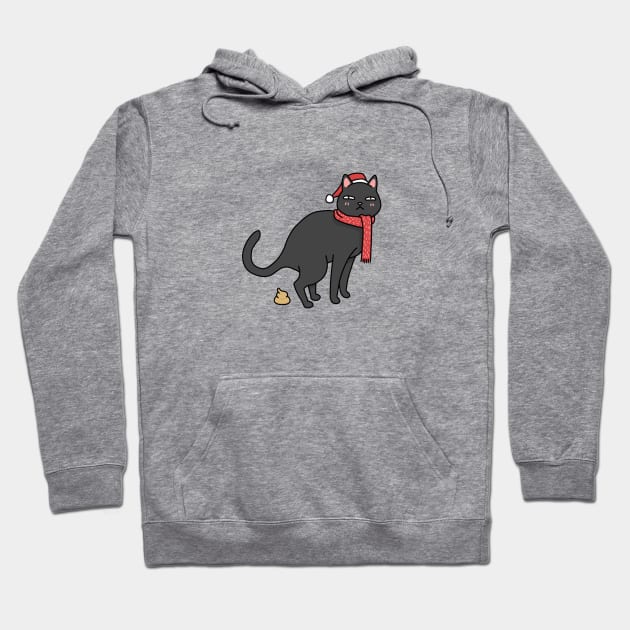 Christmas Black Cat Pooping Hoodie by Takeda_Art